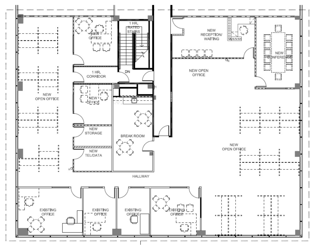 Simple blueprint of customer offices prior to our corporate office design