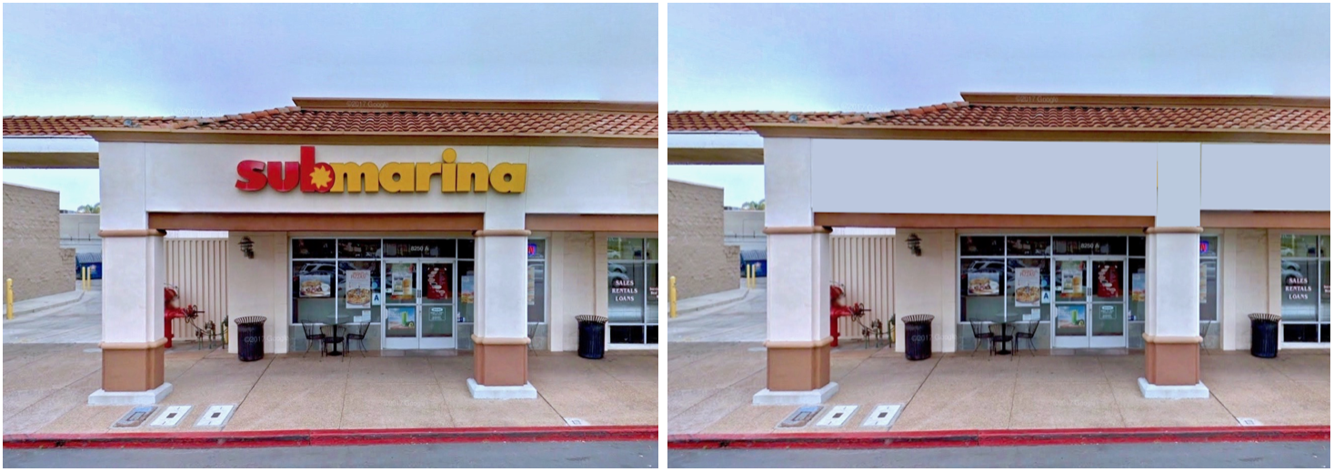 picture of office sign before and after sign removal